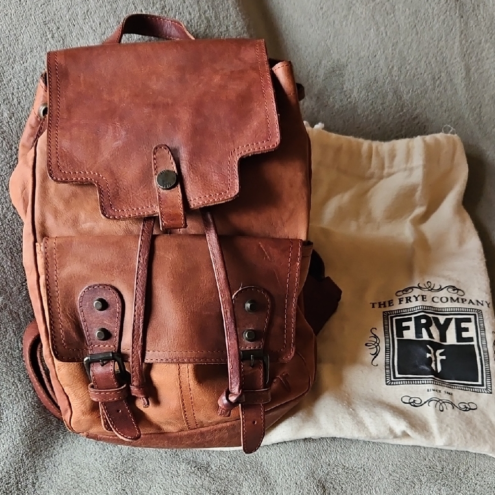Frye Tan Leather Backpack